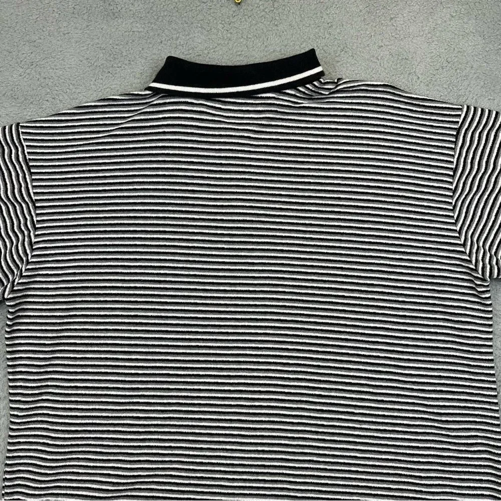 Darlington Raceway Polo Shirt Mens Large Black‎ White Striped NASCAR Racing Zip